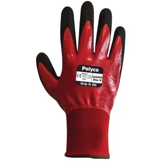 Polyco Healthline Grip It Red Nitrile Foam Coating Work Gloves, Size 7, 20 Gloves per Pack GIO/07