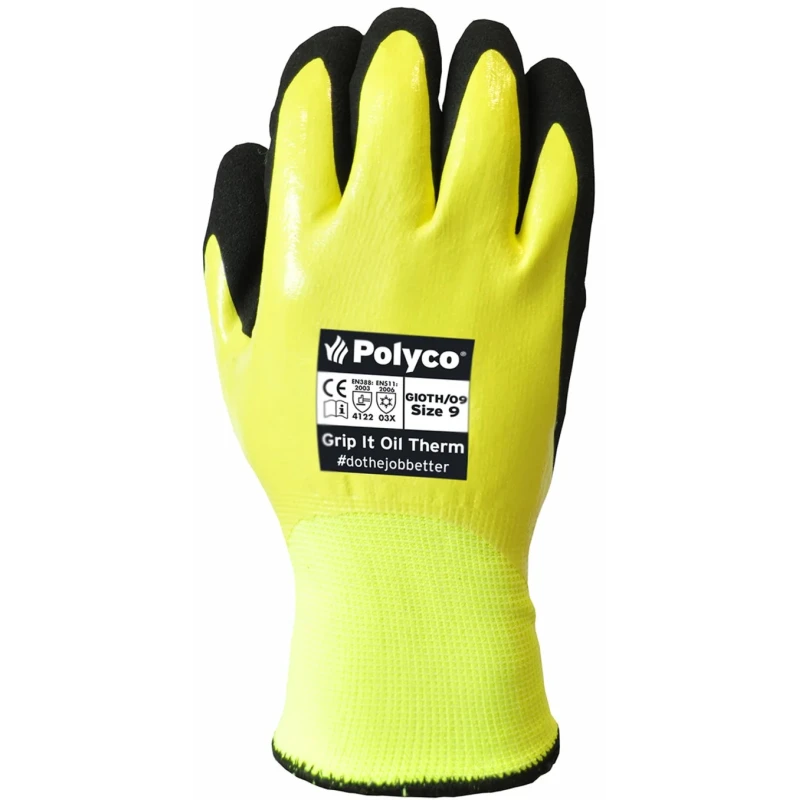 Polyco Healthline Grip It Yellow Nitrile Work Gloves Size 8 Nitrile Coating GIOTH/08