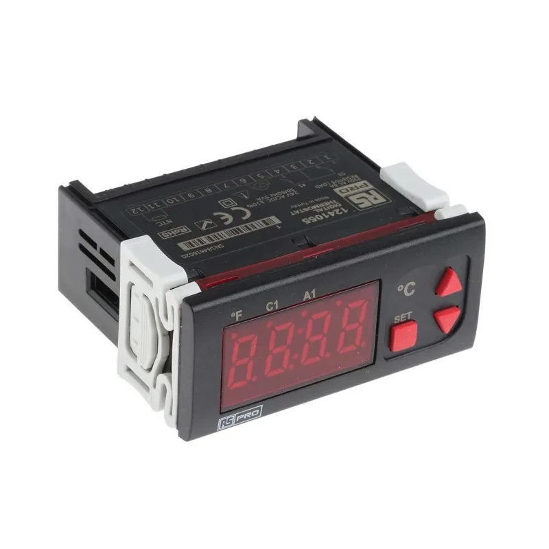 RS PRO Panel Mount On-Off Temperature Controller 1 Input, 2 Output Relay 230V ac/dc 124-1055