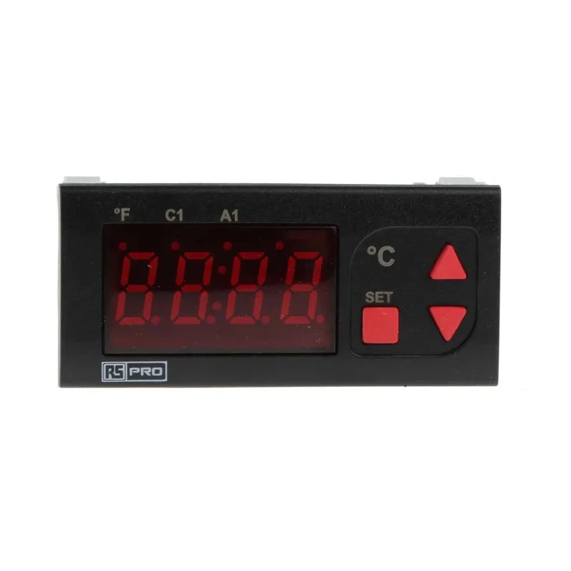 RS PRO Panel Mount On-Off Temperature Controller 1 Input, 2 Output Relay 230V ac/dc 124-1055