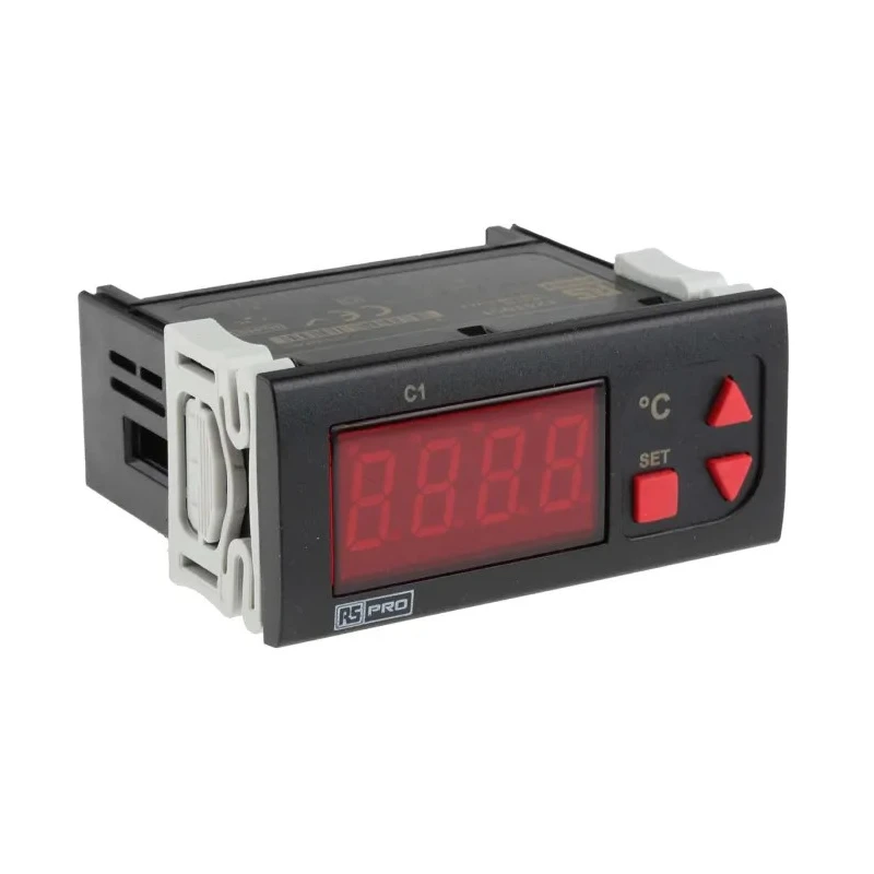 RS PRO Panel Mount On-Off Temperature Controller 1 Input 1 Output Relay 253V ac 8A 7 Segment LED 124-1051