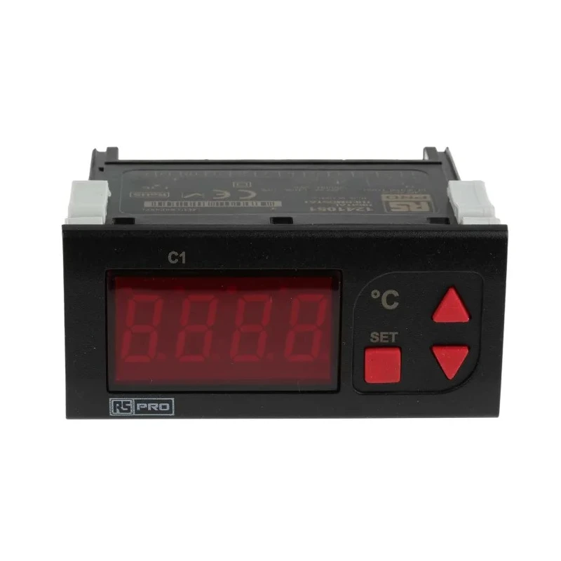 RS PRO Panel Mount On-Off Temperature Controller 1 Input 1 Output Relay 253V ac 8A 7 Segment LED 124-1051