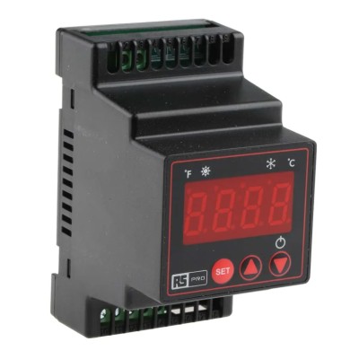 RS PRO DIN Rail On-Off Temperature Controller 1 Input 1 Output Relay 253V AC Single Set Point Control 124-1057