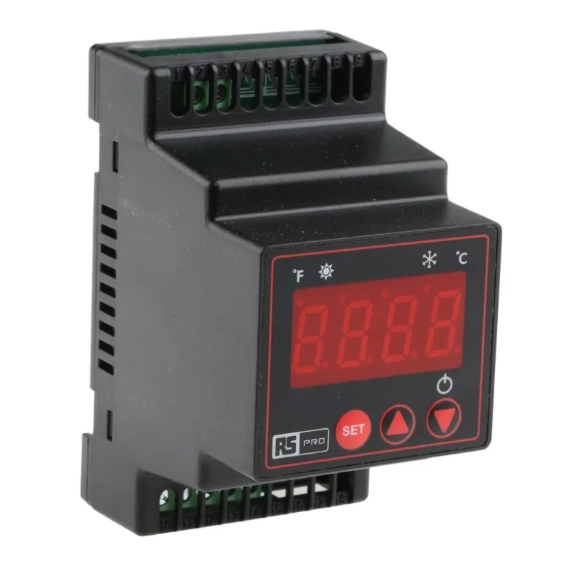 RS PRO DIN Rail On-Off Temperature Controller 1 Input 1 Output Relay 253V AC Single Set Point Control 124-1057