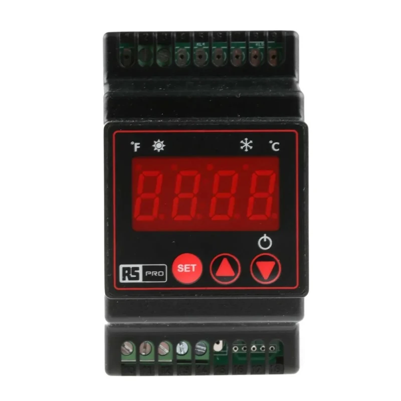 RS PRO DIN Rail On-Off Temperature Controller 1 Input 1 Output Relay 253V AC Single Set Point Control 124-1057