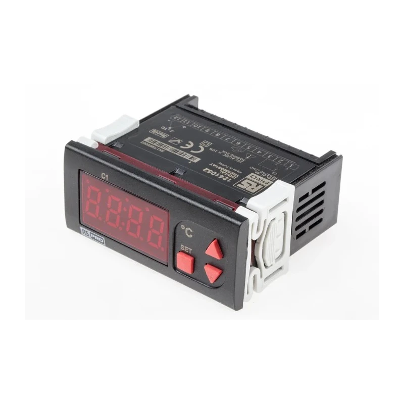 RS PRO Panel Mount On-Off Temperature Controller 1 Input 1 Output Relay 24V ac 8A CE Marked 124-1052