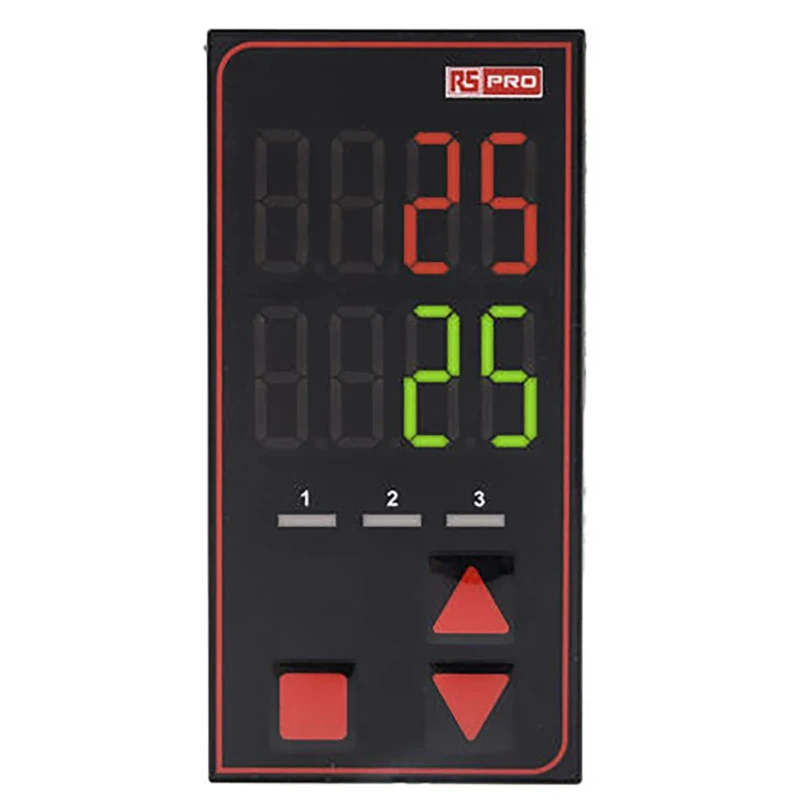 RS PRO Panel Mount PID Temperature Controller, 3 Output Relay, 24V ac/dc, Dual 4 Digit LED Display 124-1062
