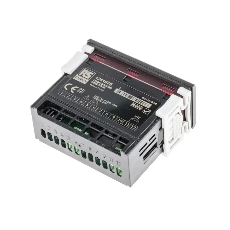 RS PRO Panel Mount Temperature Indicator 1 Input 230V AC 7 Segment Red LED Display 35x77 mm 124-1075