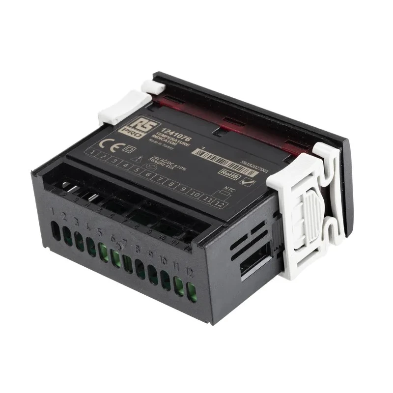 RS PRO Panel Mount Temperature Indicator 1 Input 230V ac/dc 7 Segment LED Display 77x35x61mm 124-1076