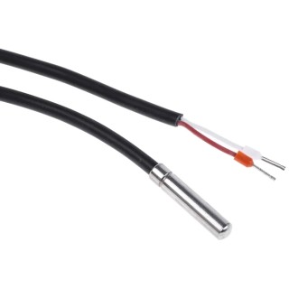 RS PRO Silicon Cable Stainless Steel Shell NTC Temperature Sensor, -30 °C to 150 °C, 6 mm Probe, Model 124-1081