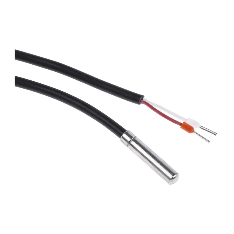 RS PRO Silicon Cable Stainless Steel Shell NTC Temperature Sensor, -30 °C to 150 °C, 6 mm Probe, Model 124-1081