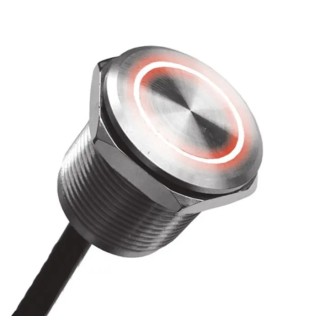 Bulgin Illuminated Piezo Switch, Momentary, IP68 IP69K Wire Terminal, 1A, 22 mm Panel Cutout, Grey Actuator 