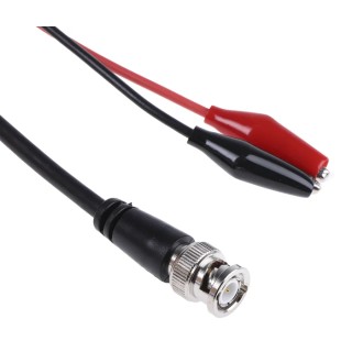 RS PRO Coaxial Cable Crocodile Clip Lead Black and Red 1.2 m RG58/U BNC Male 50 Ohm UL AWM 1015 16 AWG 526-0241