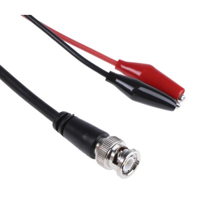 RS PRO Coaxial Cable Crocodile Clip Lead Black and Red 1.2 m RG58/U BNC Male 50 Ohm UL AWM 1015 16 AWG 526-0241