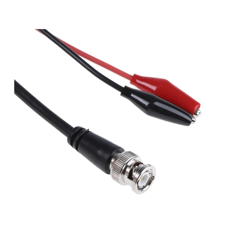 RS PRO Coaxial Cable Crocodile Clip Lead Black and Red 1.2 m RG58/U BNC Male 50 Ohm UL AWM 1015 16 AWG 526-0241