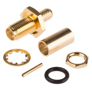 RS PRO Coaxial Connector Bulkhead Mount Female SMA, 50 Ω, Straight Body Crimp 526-5836