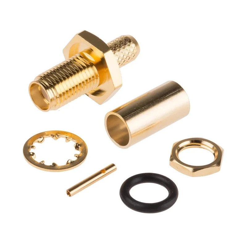 RS PRO Coaxial Connector Bulkhead Mount Female SMA, 50 Ω, Straight Body Crimp 526-5836