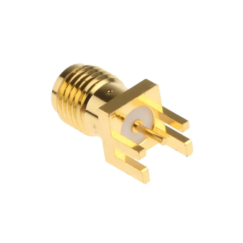 RS PRO Coaxial Connector Edge Female SMA, 50 Ω, Straight Body, Gold Plated, Solder Termination 526-5791