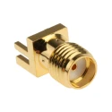 RS PRO Coaxial Connector Edge Female SMA, 50 Ω, Straight Body, Gold Plated, Solder Termination 526-5791
