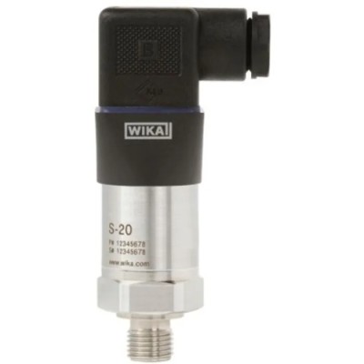 WIKA S-20 Series Pressure Sensor, Analogue Output, Gauge Reading, 0 bar to 10 bar, Accuracy 0.25%, Stainless Steel 14076933