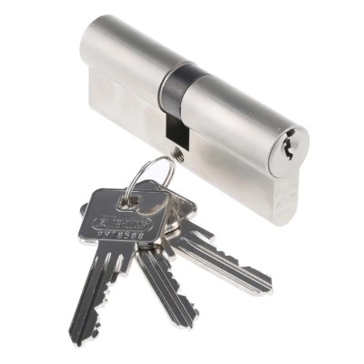 ABUS Brass Euro Cylinder Lock Double Cylinder, Nickel Pearl Finish, 80 mm E60NP 40/40 KD