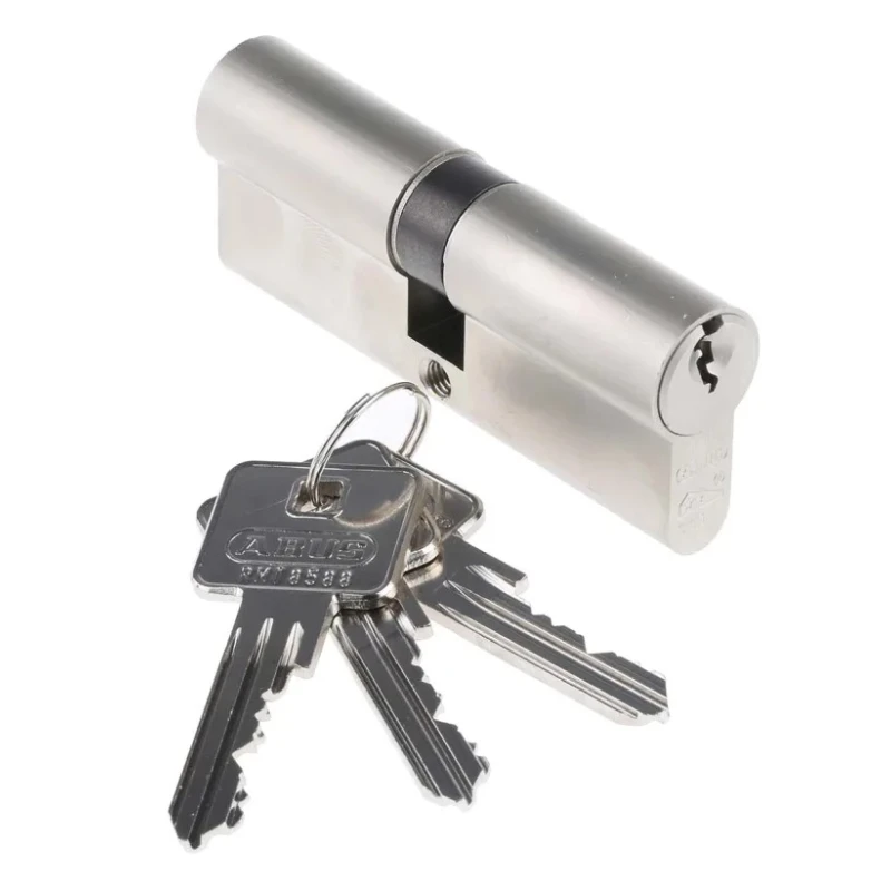 ABUS Brass Euro Cylinder Lock Double Cylinder, Nickel Pearl Finish, 80 mm E60NP 40/40 KD