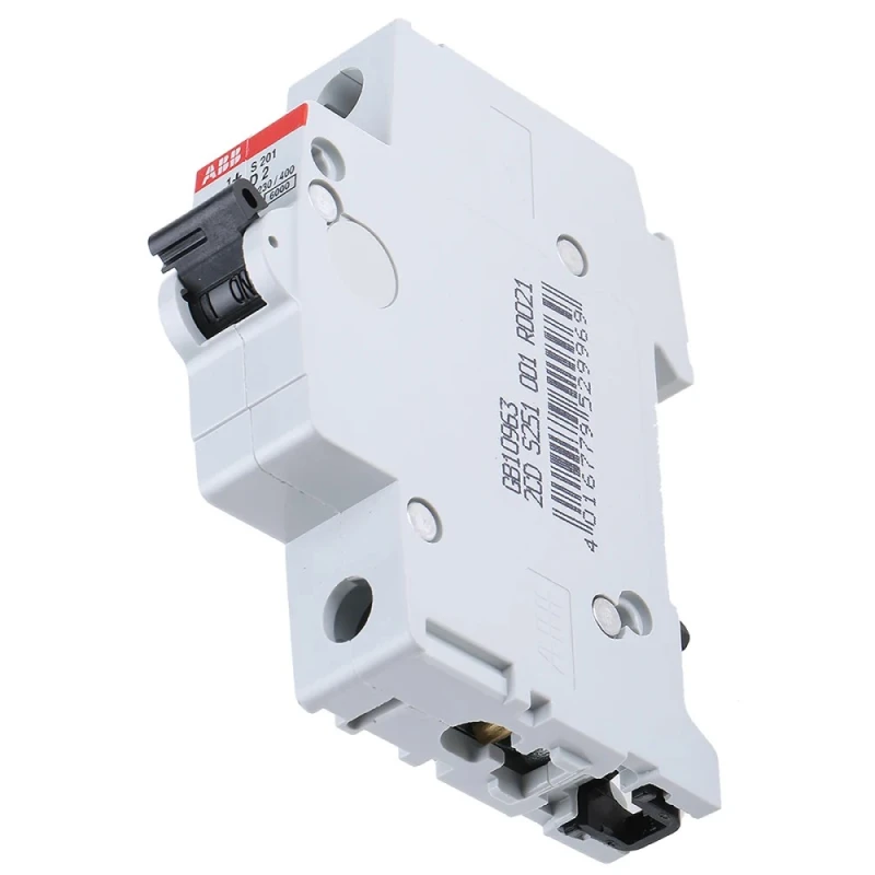 ABB Miniature Circuit Breaker 1-Pole 2A Type D 253V AC 72V DC 6kA Breaking Capacity 2CDS251001R0021 S201-D2