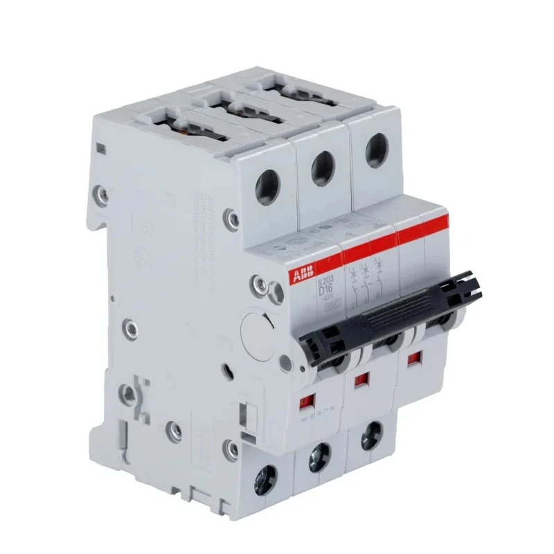 ABB System Pro M Compact S200 Miniature Circuit Breaker, 3-Pole, 16A, Type D, 440V AC, 12V DC, 6 kA 2CDS253001R0161 S203-D16