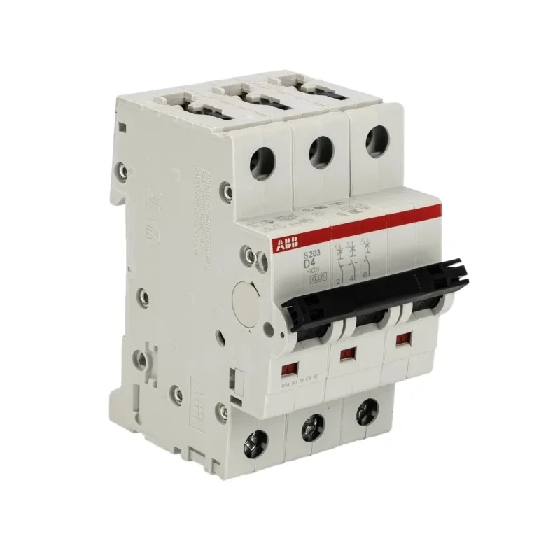 ABB System Pro M Compact S200 Miniature Circuit Breaker, 3-Pole, 4A, Type D, 440V AC, 12V DC, 6kA 2CDS253001R0041 S203-D4