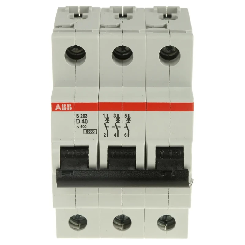 ABB System Pro M Compact S200 Miniature Circuit Breaker, 3-Pole, 40A, Type D, 440V AC, 12V DC, 6 kA 2CDS253001R0401 S203-D40