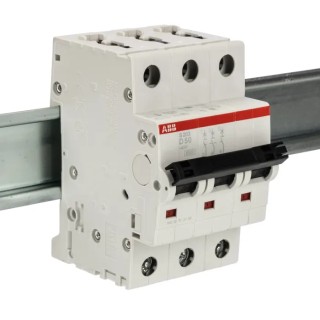 ABB System Pro M Compact S200 Miniature Circuit Breaker 3-Pole 50A Type D 440V AC 12V DC 6kA 2CDS253001R0501 S203-D50