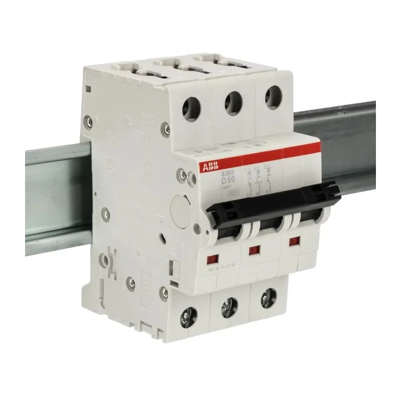 ABB System Pro M Compact S200 Miniature Circuit Breaker 3-Pole 50A Type D 440V AC 12V DC 6kA 2CDS253001R0501 S203-D50