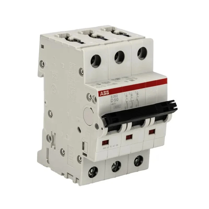 ABB System Pro M Compact S200 Miniature Circuit Breaker 3-Pole 50A Type D 440V AC 12V DC 6kA 2CDS253001R0501 S203-D50
