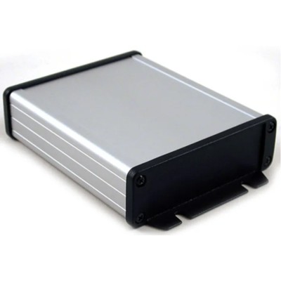 Hammond Flanged Aluminium Enclosure 1457 Series Silver, Black Lid, IP54, 34.9 mm x 151.6 mm x 106.9 mm 