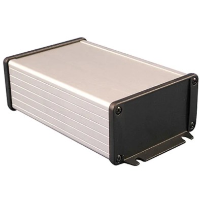Hammond Flanged 1457 Series Silver Black Lid Aluminium Enclosure IP65 58.6 mm x 191 mm x 108 mm 