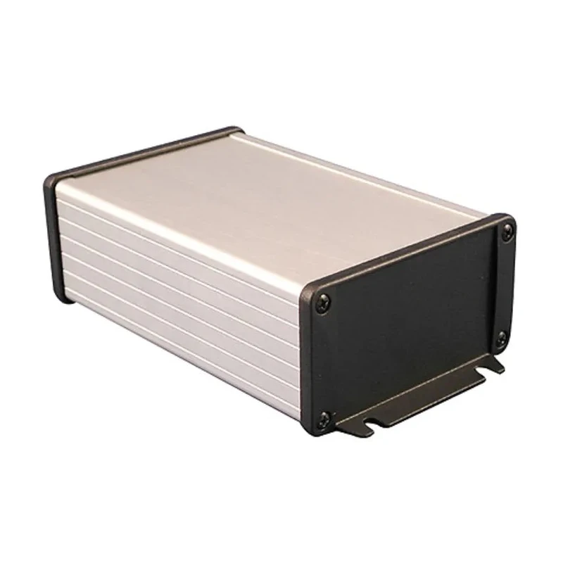 Hammond Flanged 1457 Series Silver Black Lid Aluminium Enclosure IP65 58.6 mm x 191 mm x 108 mm 