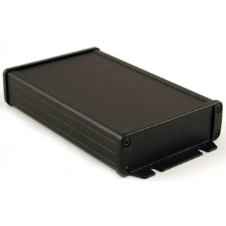 Hammond Flanged 1457 Series Aluminium Enclosure Black Lid IP65 34.9 mm x 191.6 mm x 106.9 mm 