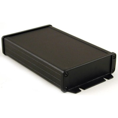 Hammond Flanged 1457 Series Aluminium Enclosure Black Lid IP65 34.9 mm x 191.6 mm x 106.9 mm