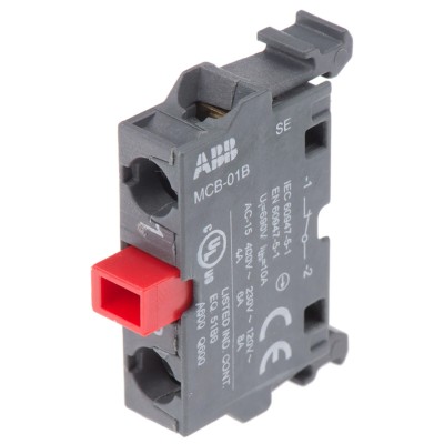 ABB Modular Series Contact Block 690V 6A Screw Terminal with 1 NC Contact Configuration 1SFA611610R2010 MCB-01B