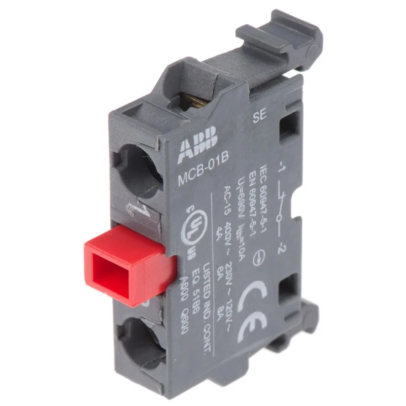 ABB Modular Series Contact Block 690V 6A Screw Terminal with 1 NC Contact Configuration 1SFA611610R2010 MCB-01B