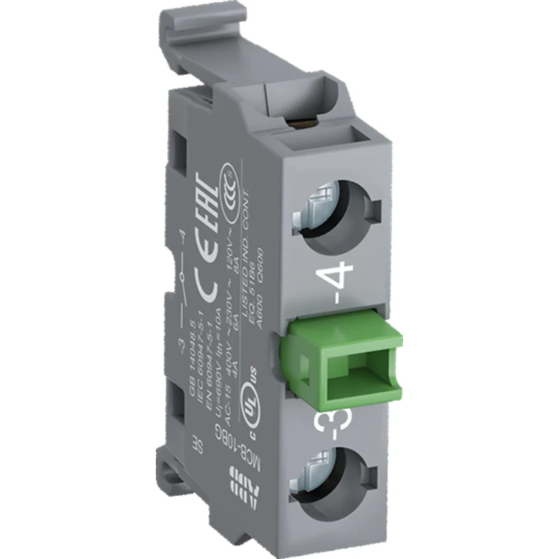 ABB Modular Series Contact Block 690V 6A Screw Terminal 1 NO Contact Configuration 1SFA611610R2001 MCB-10B