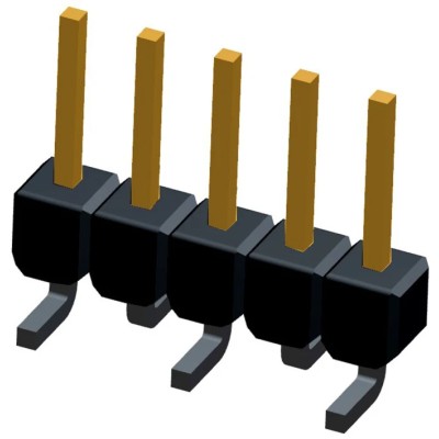 TE Connectivity AMPMODU MOD II Series Straight Surface Pin Header, 5 Contacts, 2.54 mm Pitch, 1 Row, Unshrouded 1241150-5