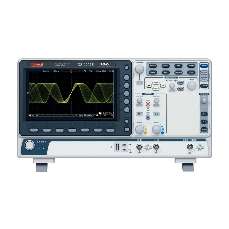 RS PRO 200 MHz Digital Storage Bench Oscilloscope 2 Channels 8 in TFT LCD IDS-2202E 124-1956