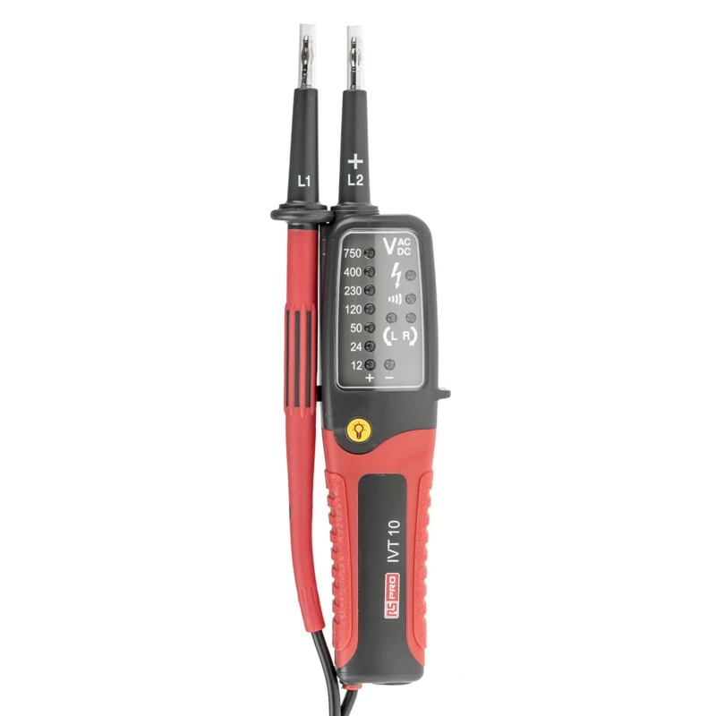 RS PRO LED Voltage Tester 750V AC/DC Continuity Check Battery Powered CAT III CAT IV IVT-10