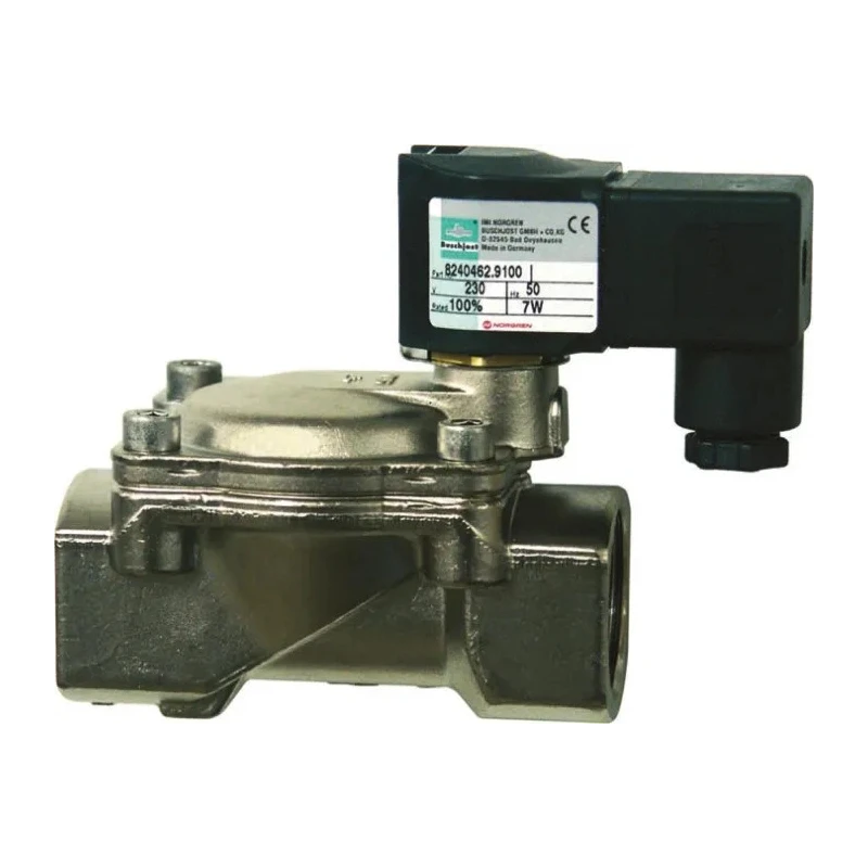 Buschjost 2 Port Normally Closed Brass Solenoid Valve G 3/8 Threaded, 24V DC, 10mm Orifice Diameter 8240100.9101.02400