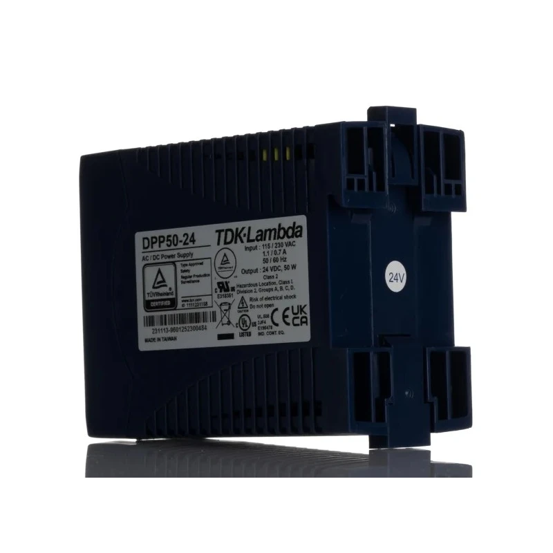 TDK-Lambda Switched Mode DIN Rail Power Supply 264V AC/DC Input, 24V DC, 2.1A, 50W Output DPP50-24