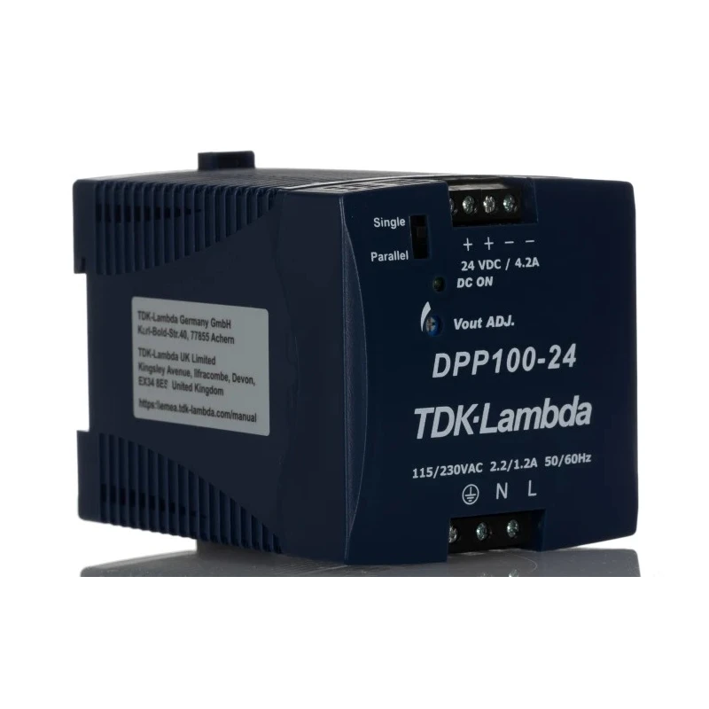 TDK-Lambda Switched Mode DIN Rail Power Supply 264V AC/DC Input, 24V DC, 4.2A Output, 100W DPP100-24