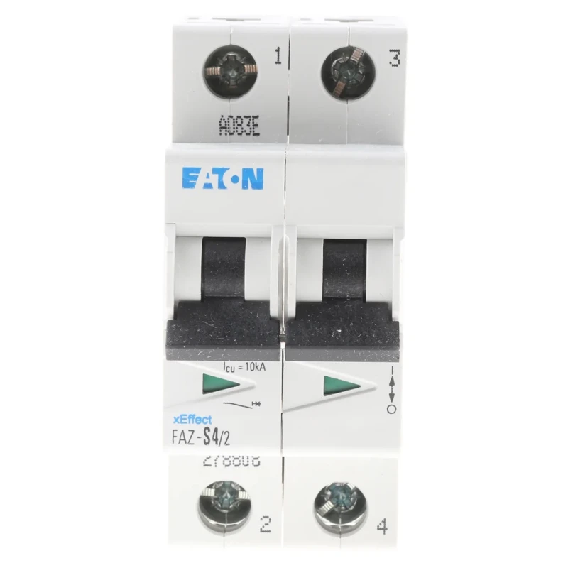 Eaton xEffect Miniature Circuit Breaker 2-Pole 4A Type S Thermal Magnetic 230V AC 10 kA Breaking Capacity 278808 FAZ-S4/2