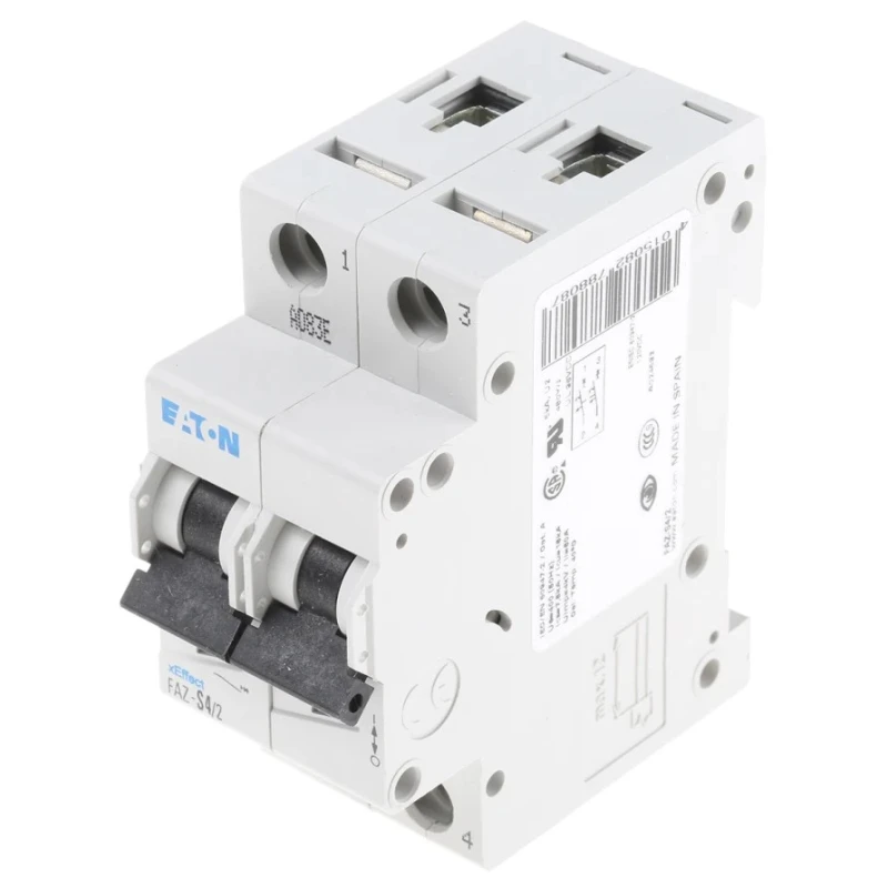 Eaton xEffect Miniature Circuit Breaker 2-Pole 4A Type S Thermal Magnetic 230V AC 10 kA Breaking Capacity 278808 FAZ-S4/2
