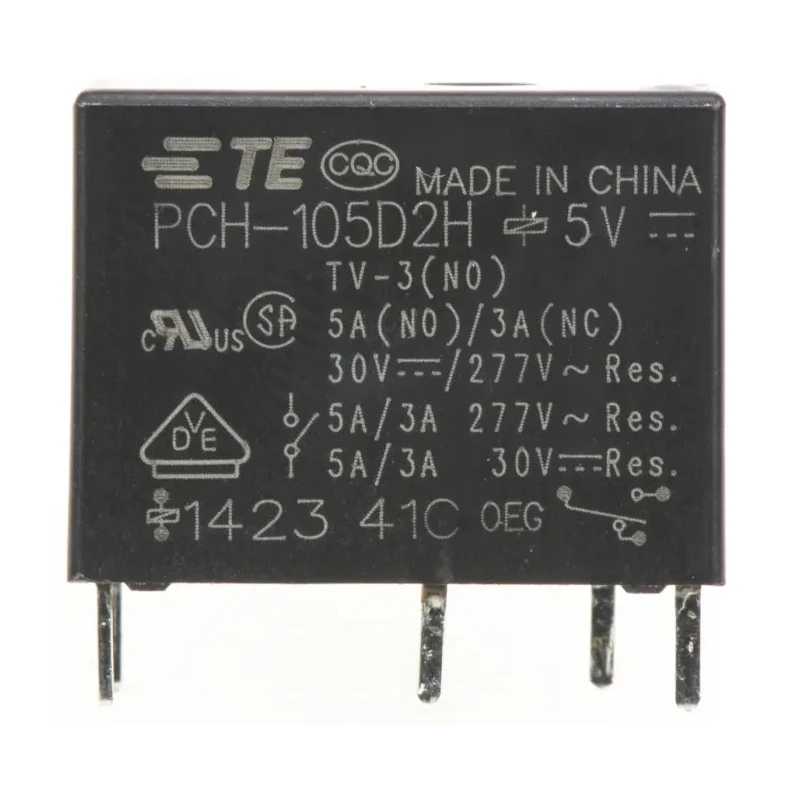 TE Connectivity DIN Rail Power Relay with 5V DC Coil, 10A Switching Current, SPDT Contact Configuration PCH-105D2H